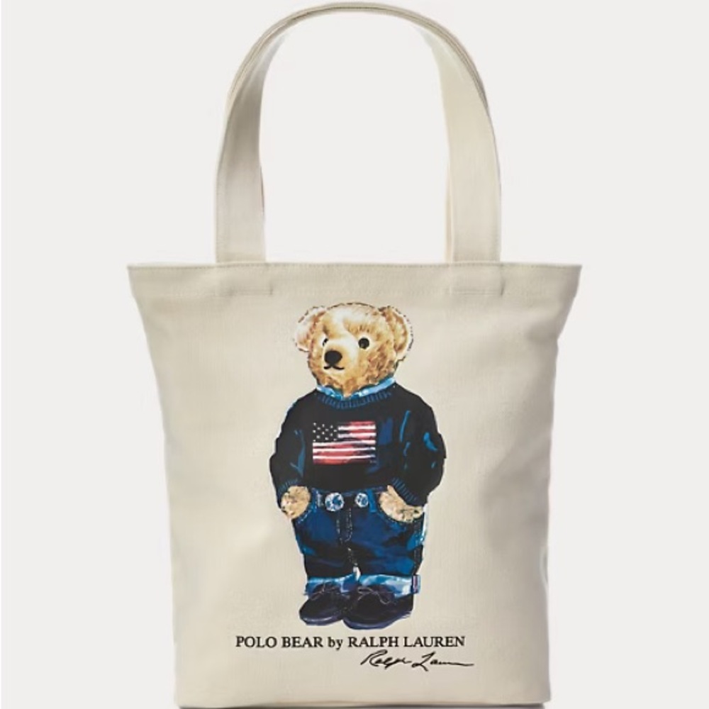Ralph Lauren Cream Tote Bag with Polo Bear Design